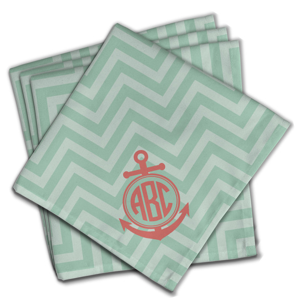 Custom Chevron & Anchor Cloth Napkins (Set of 4) (Personalized)