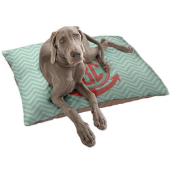 Chevron & Anchor Dog Bed - Large w/ Monogram
