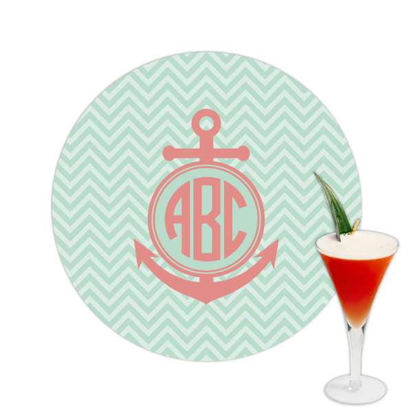 Custom Chevron & Anchor Printed Drink Topper -  2.5" (Personalized)