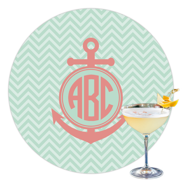 Custom Chevron & Anchor Printed Drink Topper - 3.5" (Personalized)