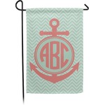 Chevron & Anchor Small Garden Flag - Double Sided w/ Monograms