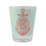 Chevron & Anchor Glass Shot Glass - 1.5 oz - Single (Personalized)