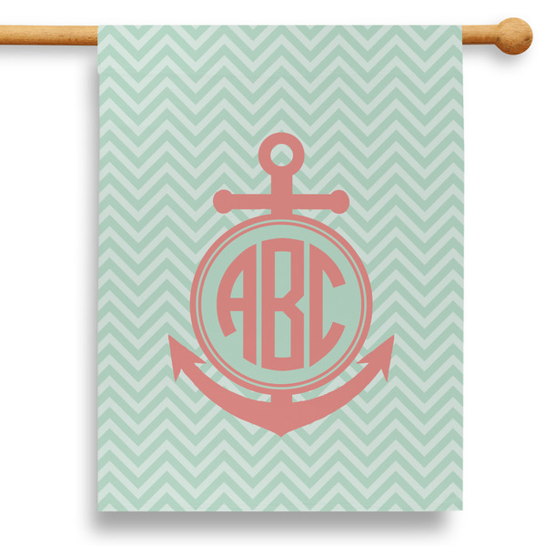 Custom Chevron & Anchor 28" House Flag - Single Sided (Personalized)