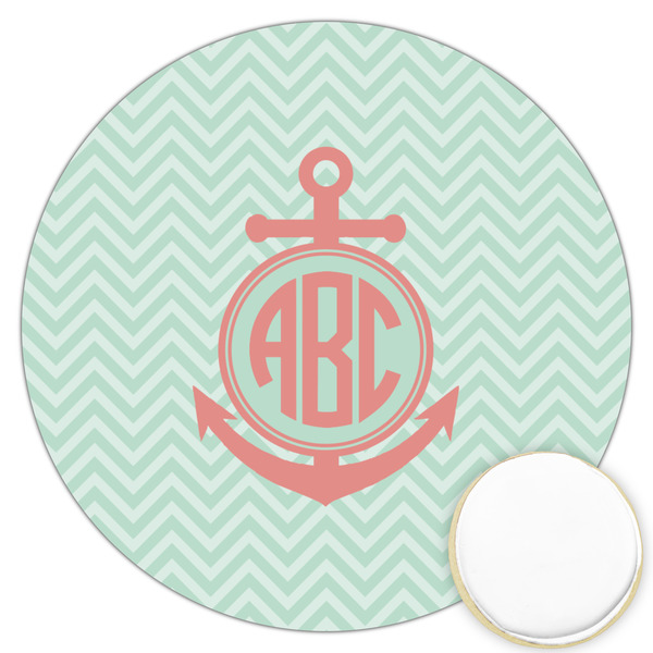 Custom Chevron & Anchor Printed Cookie Topper - 3.25" (Personalized)