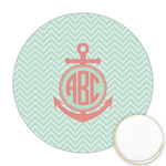 Chevron & Anchor Printed Cookie Topper - Round (Personalized)