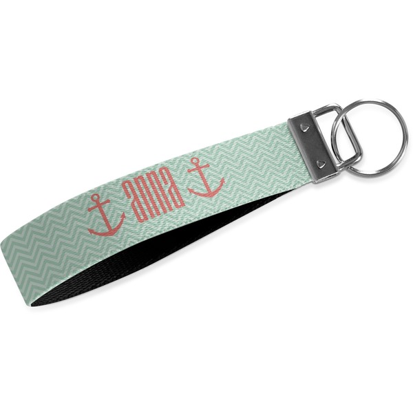 Custom Chevron & Anchor Webbing Keychain Fob - Large (Personalized)