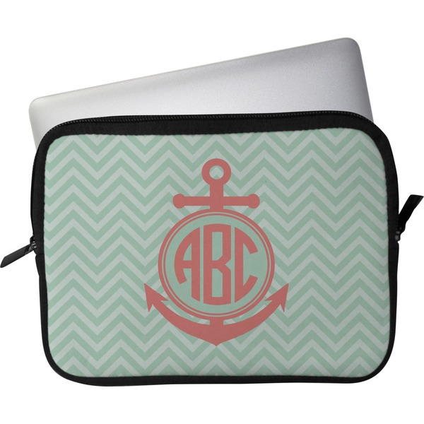 Custom Chevron & Anchor Laptop Sleeve / Case - 13" (Personalized)