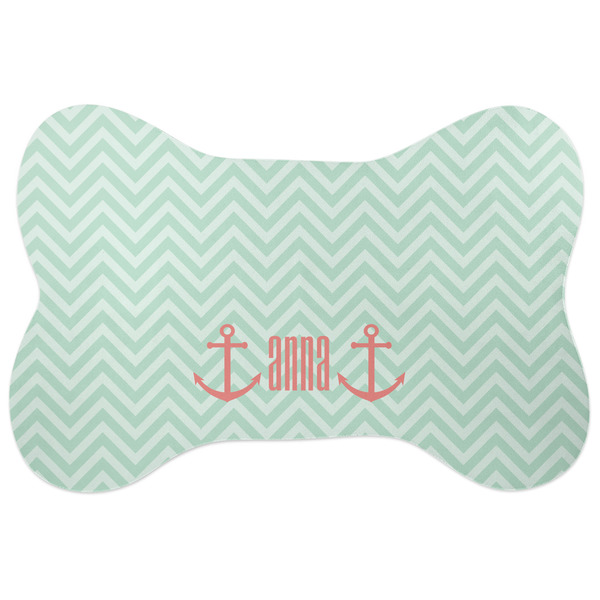 Custom Chevron & Anchor Bone Shaped Dog Food Mat (Personalized)