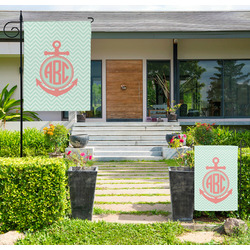Chevron & Anchor Large Garden Flag - Single Sided (Personalized)