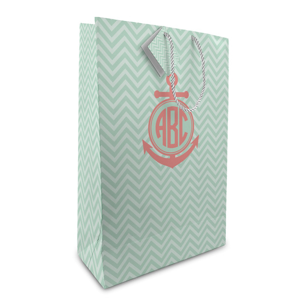 Custom Chevron & Anchor Large Gift Bag (Personalized)