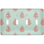 Chevron & Anchor Light Switch Cover (4 Toggle Plate) (Personalized)