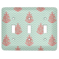 Chevron & Anchor Light Switch Cover (3 Toggle Plate) (Personalized)