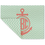 Chevron & Anchor Double-Sided Linen Placemat - Single w/ Monogram