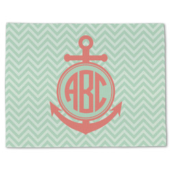 Chevron & Anchor Single-Sided Linen Placemat - Single w/ Monogram