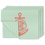 Chevron & Anchor Double-Sided Linen Placemat - Set of 4 w/ Monogram