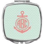 Chevron & Anchor Compact Makeup Mirror (Personalized)