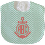 Chevron & Anchor Velour Baby Bib w/ Monogram