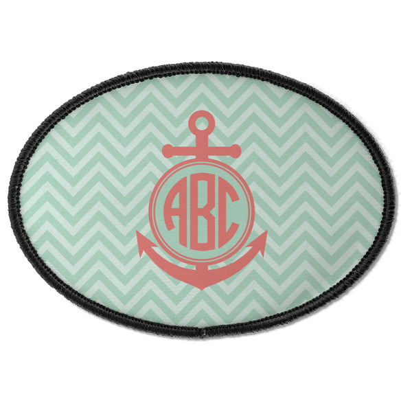 Custom Chevron & Anchor Iron On Oval Patch w/ Monogram