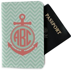 Chevron & Anchor Passport Holder - Fabric (Personalized)