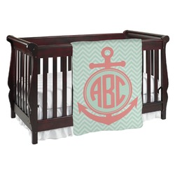 Chevron & Anchor Baby Blanket (Single Sided) (Personalized)