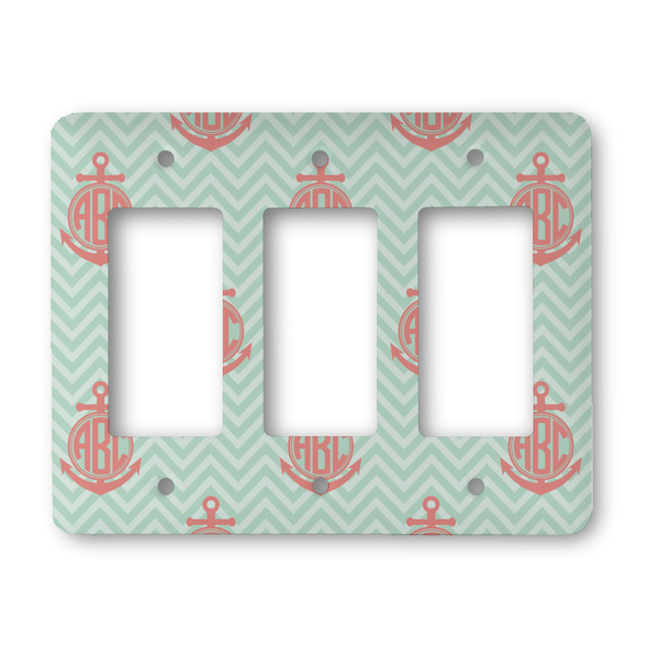 Custom Chevron & Anchor Rocker Style Light Switch Cover - Three Switch (Personalized)