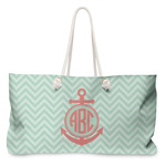 Chevron & Anchor Large Tote Bag with Rope Handles (Personalized)