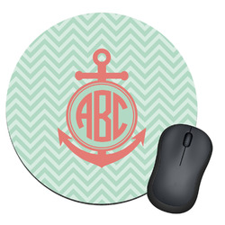 Chevron & Anchor Round Mouse Pad (Personalized)