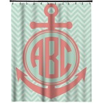 Chevron & Anchor Extra Long Shower Curtain - 70"x84" (Personalized)