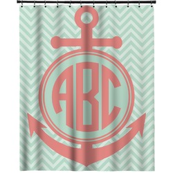 Chevron & Anchor Extra Long Shower Curtain - 70"x84" (Personalized)