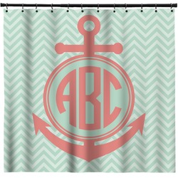 Chevron & Anchor Shower Curtain - 71" x 74" (Personalized)