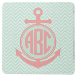 Chevron & Anchor Square Rubber Backed Coaster (Personalized)