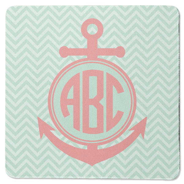 Custom Chevron & Anchor Square Rubber Backed Coaster (Personalized)