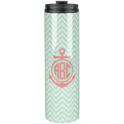 Chevron & Anchor Stainless Steel Skinny Tumbler - 20 oz (Personalized)