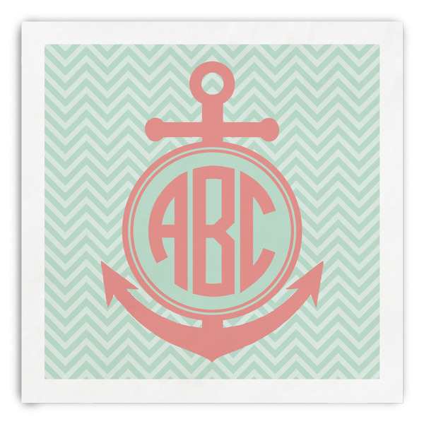 Custom Chevron & Anchor Paper Dinner Napkins (Personalized)