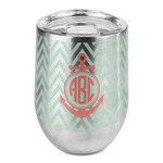 Chevron & Anchor Stemless Wine Tumbler - Full Print (Personalized)