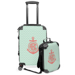 Chevron & Anchor Kids 2-Piece Luggage Set - Suitcase & Backpack (Personalized)