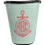 Chevron & Anchor Waste Basket - Double Sided (Black) (Personalized)