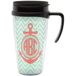 Chevron & Anchor Acrylic Travel Mug with Handle (Personalized)