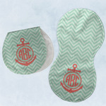 Chevron & Anchor Burp Pads - Velour - Set of 2 w/ Monogram