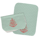 Chevron & Anchor Burp Cloths - Fleece - Set of 2 w/ Monogram