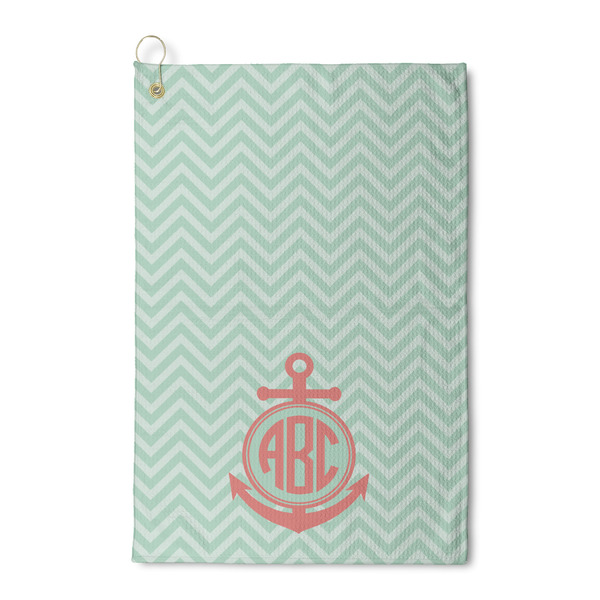 Custom Chevron & Anchor Waffle Weave Golf Towel (Personalized)