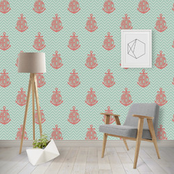 Chevron & Anchor Wallpaper & Surface Covering (Water Activated - Removable)