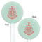 Chevron & Anchor White Plastic 5.5" Stir Stick - Double Sided - Round - Front & Back