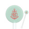 Chevron & Anchor White Plastic 5.5" Stir Stick - Round - Closeup