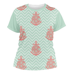 Chevron & Anchor Women's Crew T-Shirt - X Small (Personalized)