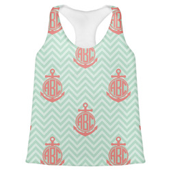 Chevron & Anchor Womens Racerback Tank Top - 2X Large (Personalized)