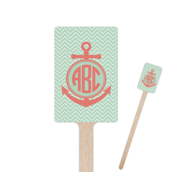 Custom Chevron & Anchor 6.25" Rectangle Wooden Stir Sticks - Single Sided (Personalized)