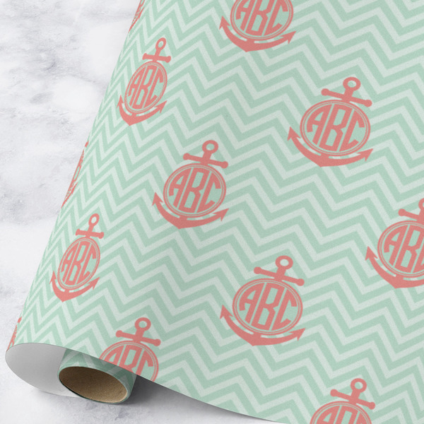 Custom Chevron & Anchor Wrapping Paper Roll - Large - Matte (Personalized)