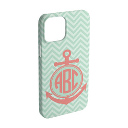 Chevron & Anchor iPhone Case - Plastic - iPhone 15 (Personalized)