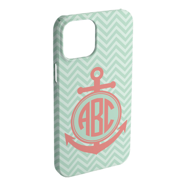 Custom Chevron & Anchor iPhone Case - Plastic - iPhone 15 Plus (Personalized)